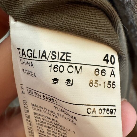 United Colors Of Benetton Double Breasted Pea Coat Sz S Plaid Wool Boho 70’s - Picture 11 of 15